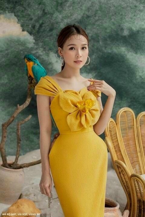 Đầm Ôm Hai Dây Lớn Đính Hoa - D2487